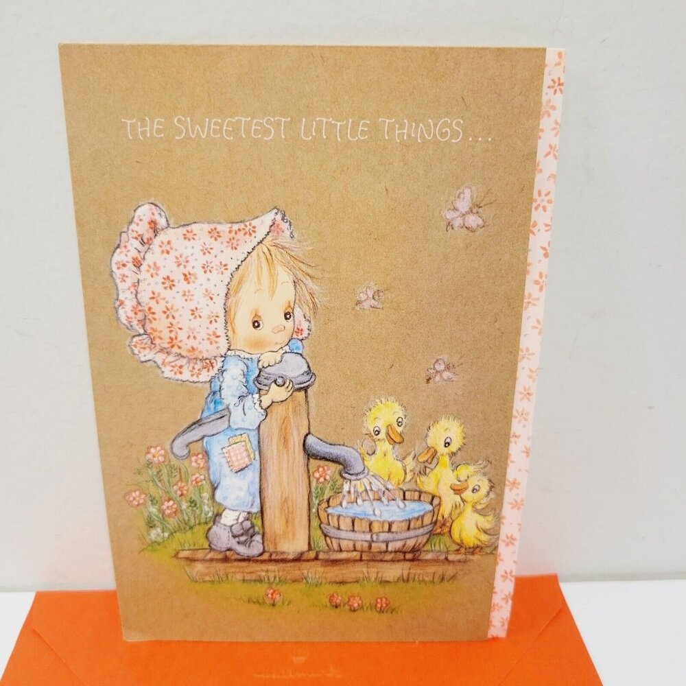 Vtg Hallmark Betsey Clark Girl Ducklings Floral Birthday Greeting Card CLEAN